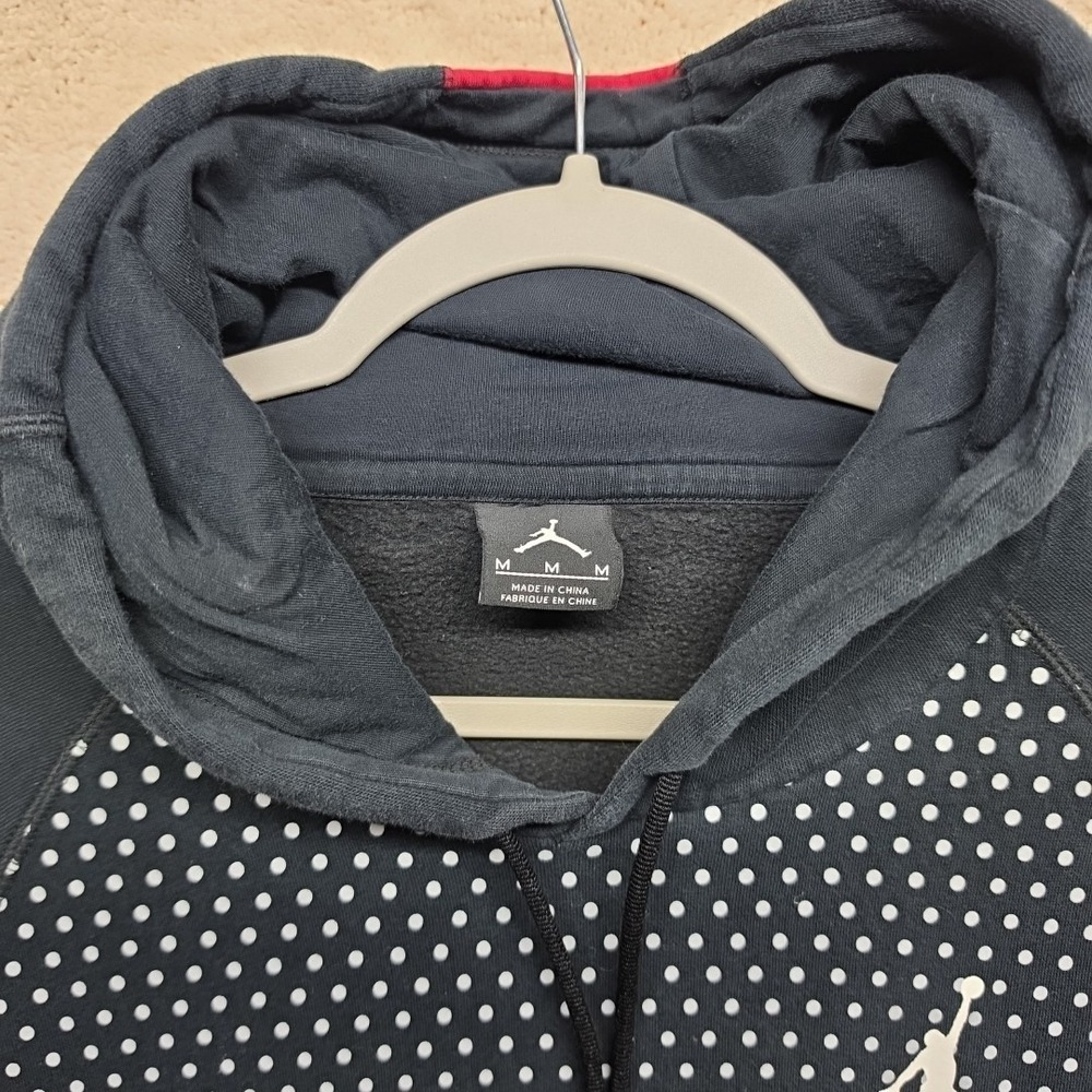 Jordan Polka Dot Pullover Hoodie Black Red White Men's Long Sleeve Sports Size M - Picture 4 of 12
